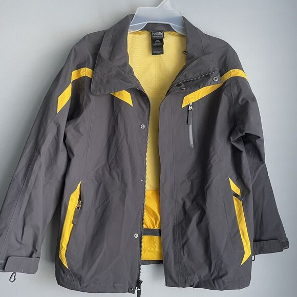 The North Face HyVent Jacket Size Youth Large 14/16 Nylon Full Zip Gray Yellow - Picture 14 of 16